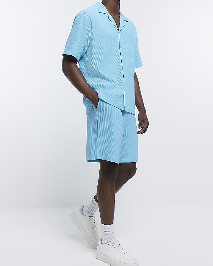 Aqua regular fit plisse shorts
