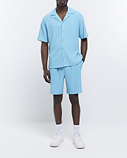 Aqua regular fit plisse shorts