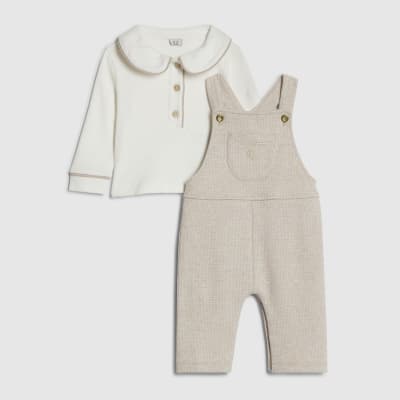 Baby Beige Dungaree Set