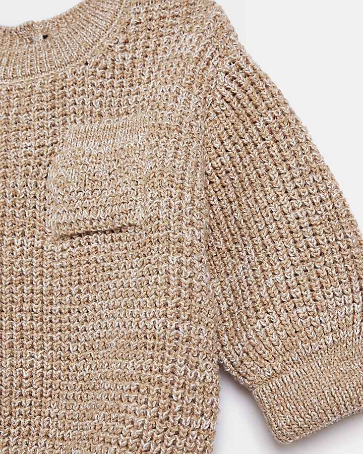 Baby beige knitted crew neck jumper