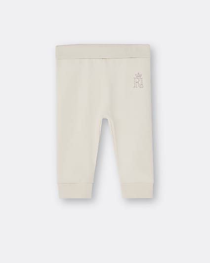 Baby beige RI embroidered leggings