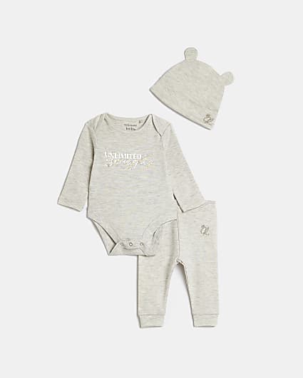 Baby Beige 'Snuggles' babygrow and Hat Set