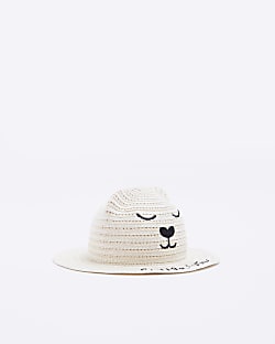 Baby beige teddy bear straw hat