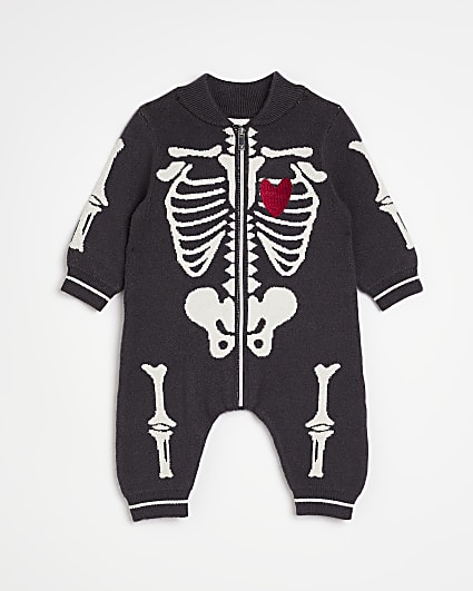 Baby Black Skeleton halloween knit Bodysuit