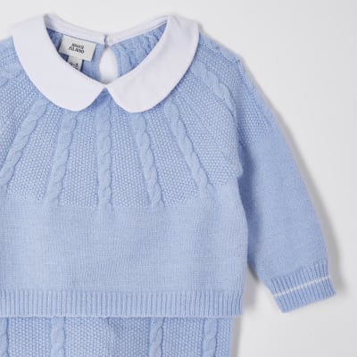 baby blue cable knit jumper