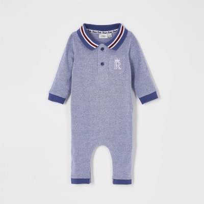 Baby blue collar baby grow River Island