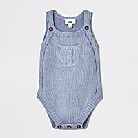 Baby blue knitted sleeveless romper