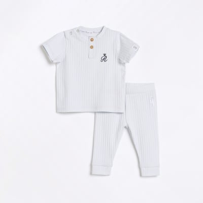 Baby blue RI organic ribbed outfit
