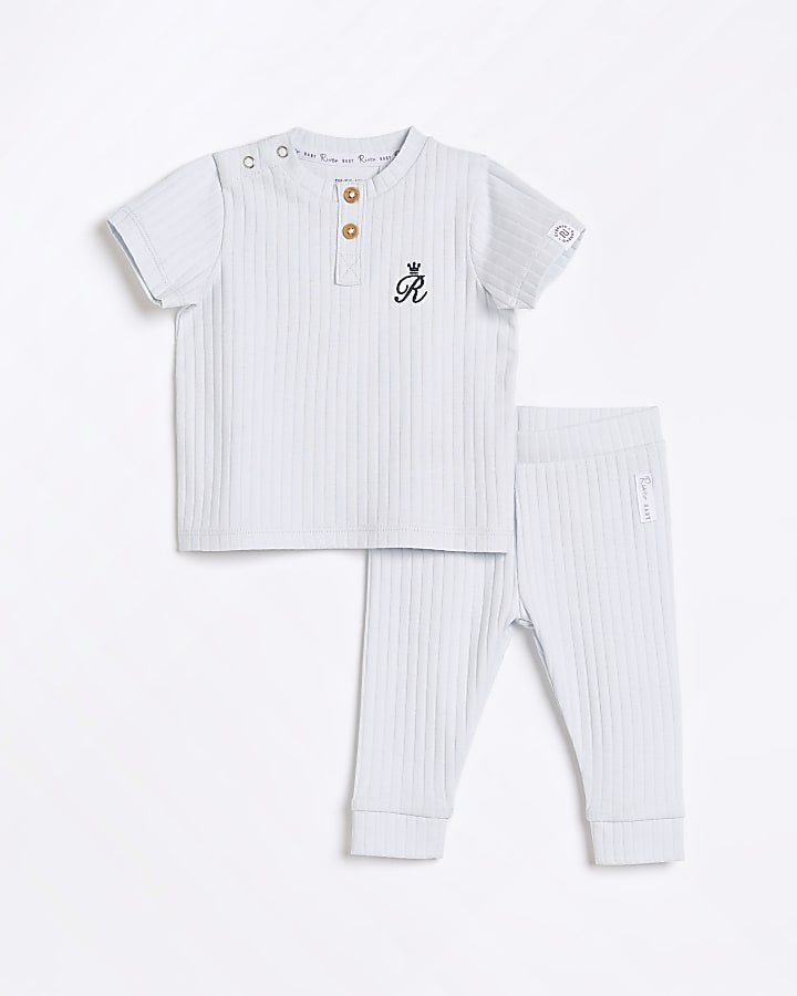 Baby blue RI organic ribbed outfit