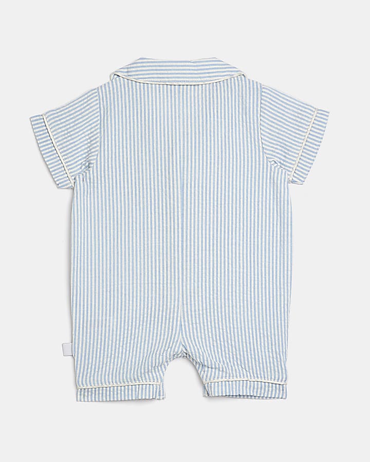 Baby blue RI stripe pyjama romper