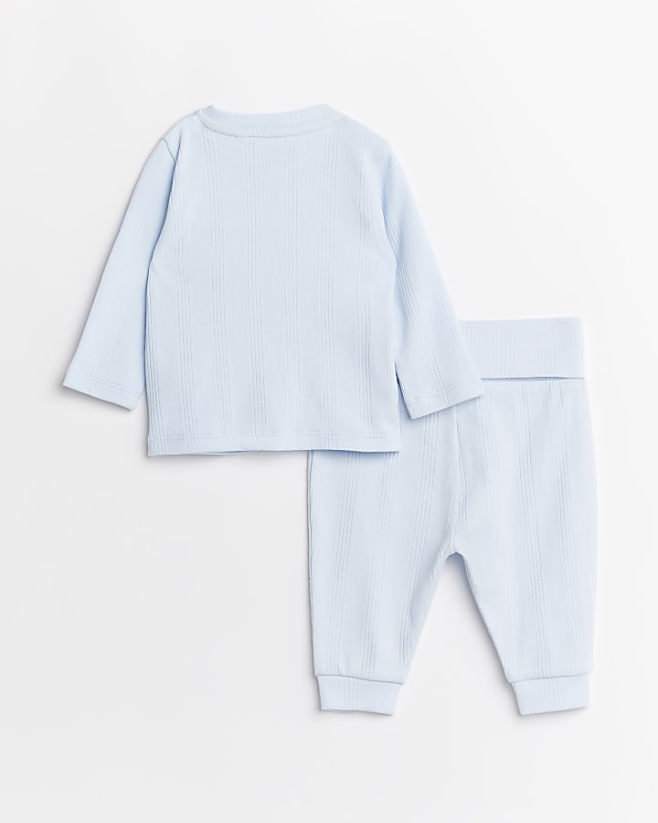 Baby boy blue rib top and joggers outfit
