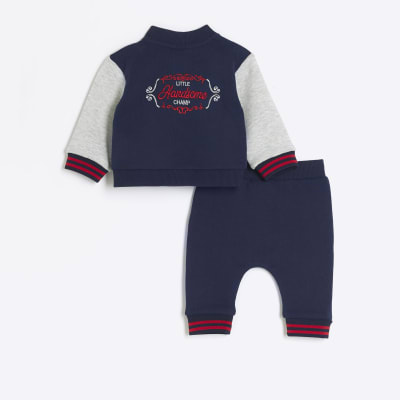 Baby boy navy handsome bomber set River Island