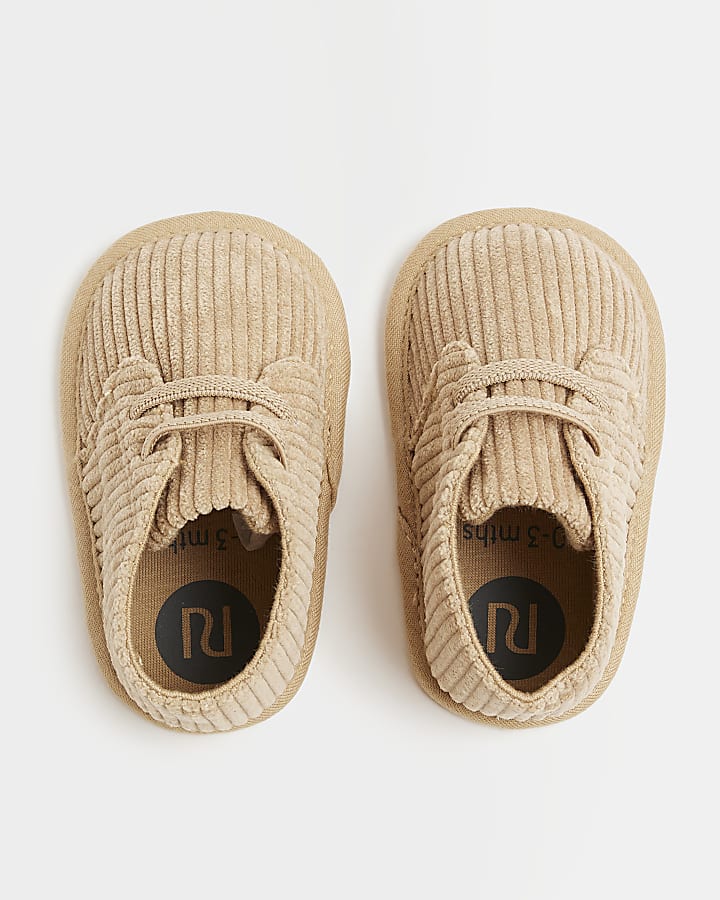 Baby Boys Beige Cord Lace Up Shoes
