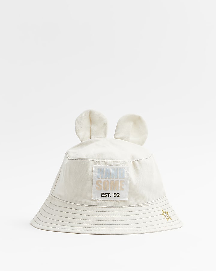 Baby boys beige ear detail utility bucket hat