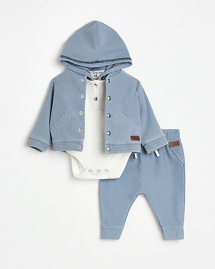 Baby boys blue bomber and joggers outfit