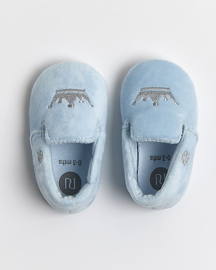 Baby boys blue crown slippers