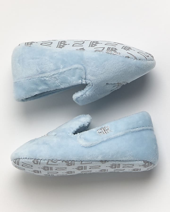 Baby boys blue crown slippers