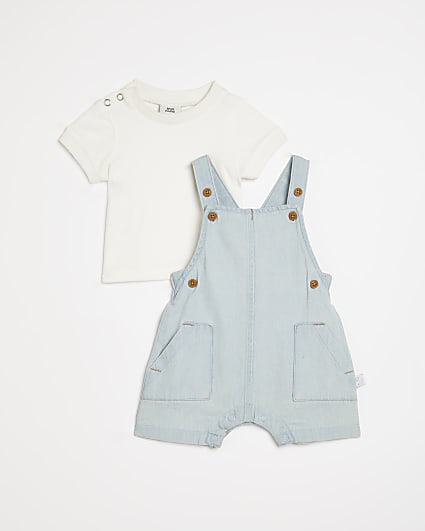 Baby boys blue denim dungaree outfit