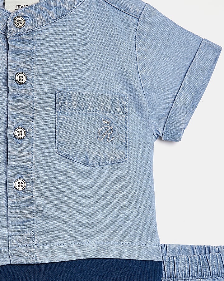 Baby Boys blue Denim Shirt Outfit
