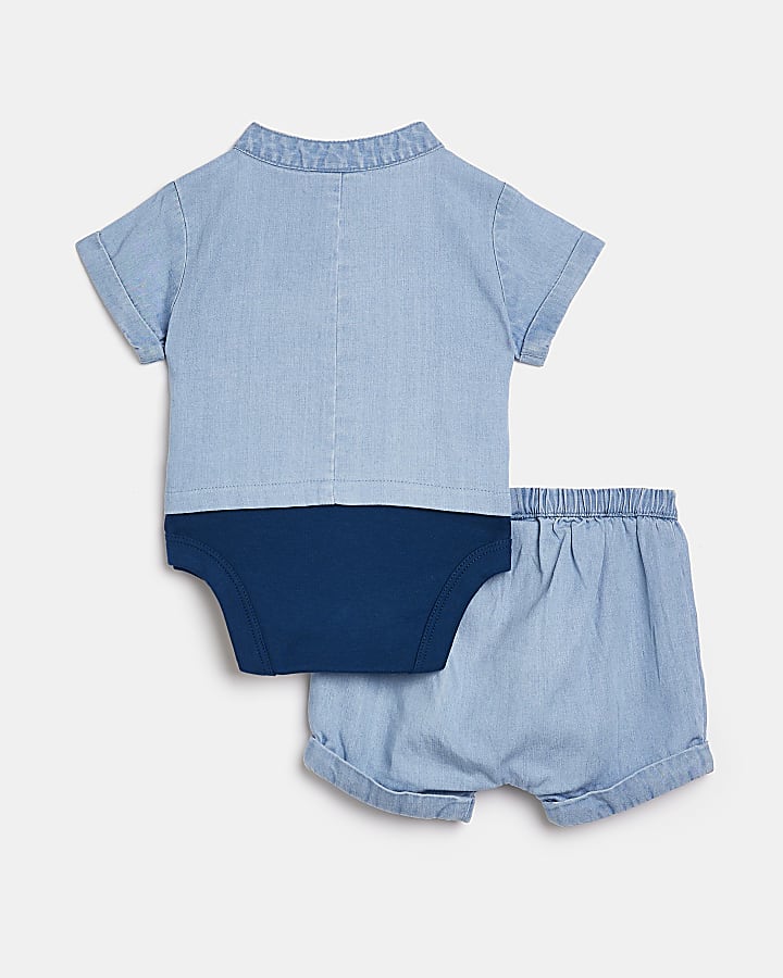Baby Boys blue Denim Shirt Outfit