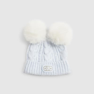 Baby Boys Blue Double Pom Beanie Hat