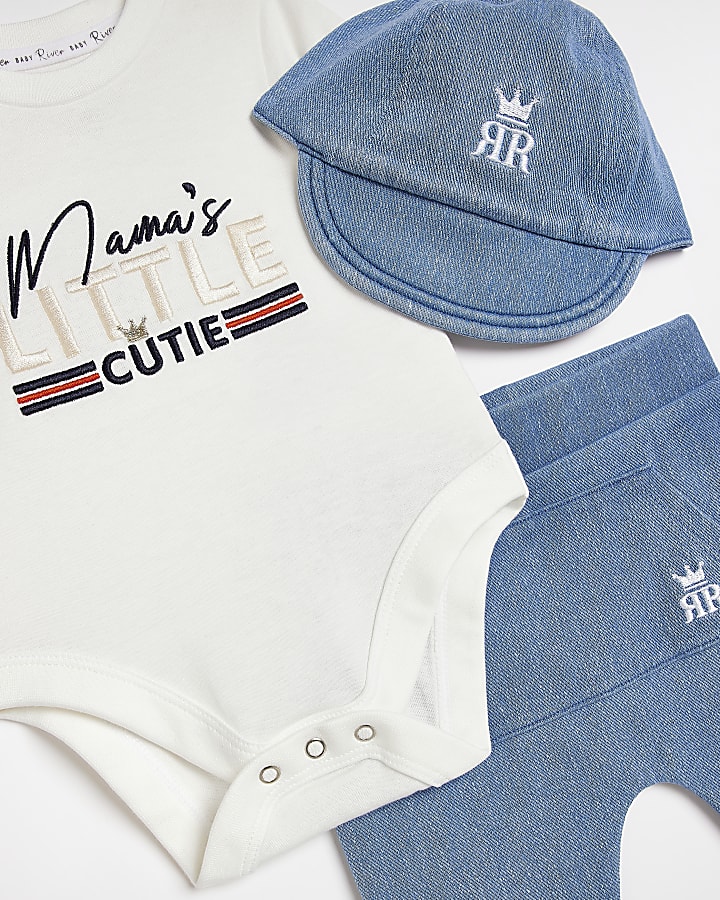 Baby Boys Blue 'Mamas Cutie' Denim Outfit