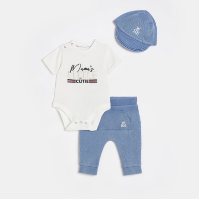 Baby Boys Blue 'Mamas Cutie' Denim Outfit