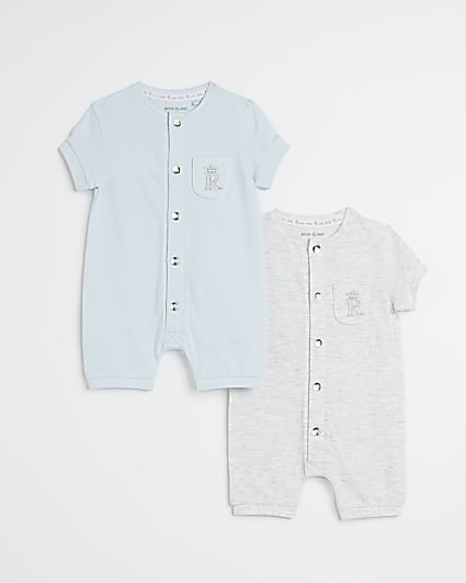 Baby boys blue organic rompers 2 pack
