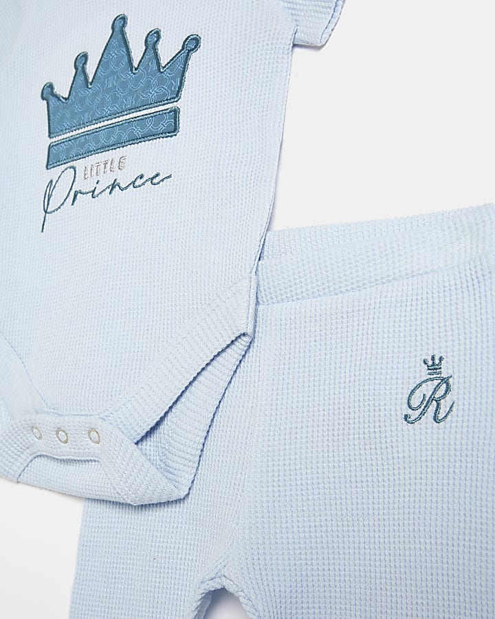 Baby boys blue Prince embroidered outfit
