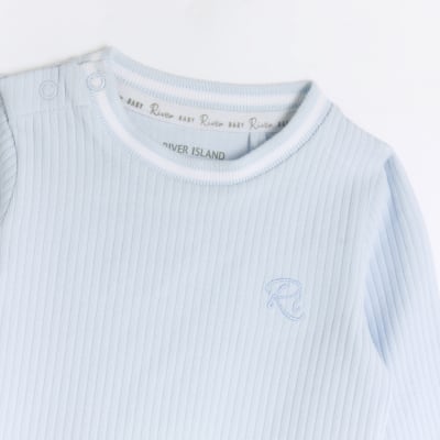 Baby boys Blue Ribbed Outfit River Island