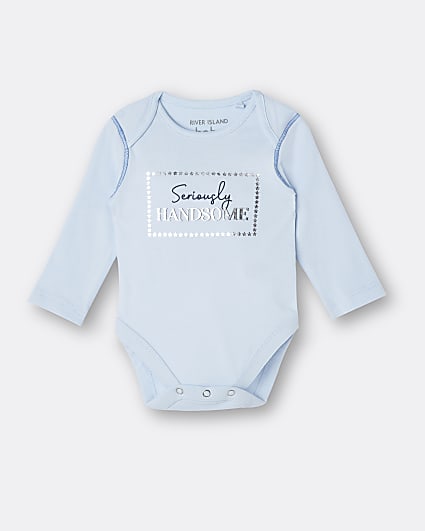 Baby boys blue 'Seriously Handsome' babygrow