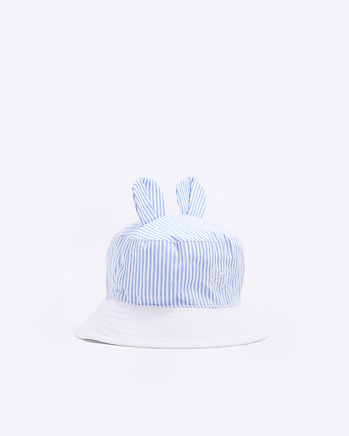 Baby boys blue stripe bucket hat