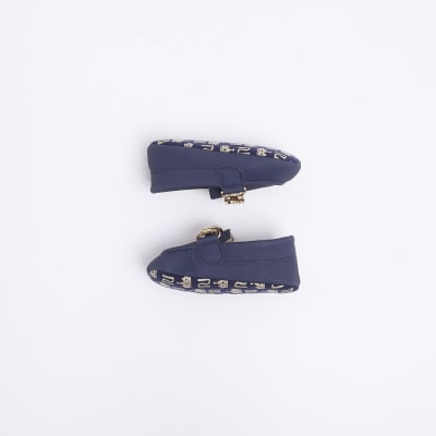 Baby Boys Blue Suedette Loafers River Island