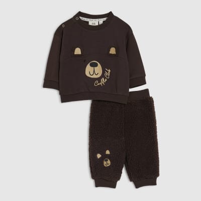 Baby Boys Brown Borg Bear Sweatshirt Set