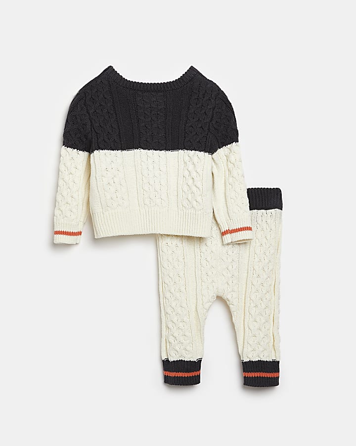 Baby boys cream cable knit jumper outfit