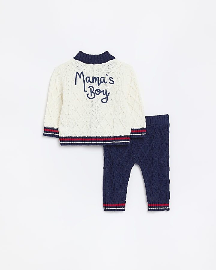 Baby Boys Ecru Cable Knit Cardigan Set
