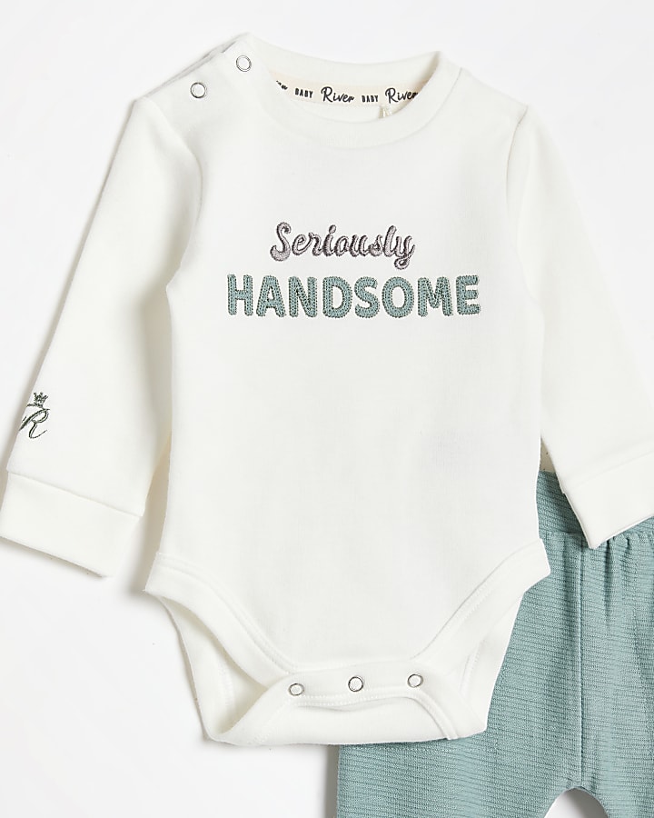 Baby boys green 'Seriously Handsome' outfit