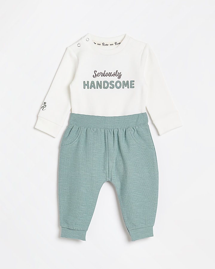 Baby boys green 'Seriously Handsome' outfit