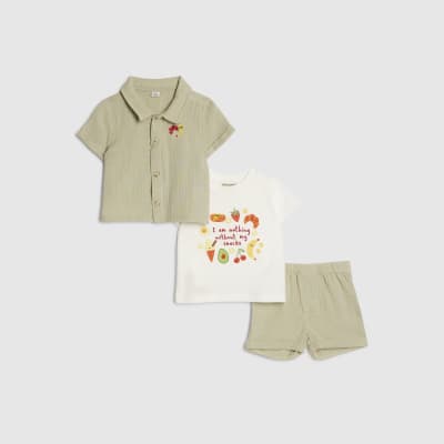 Baby Boys Green Snacks T-Shirt Set