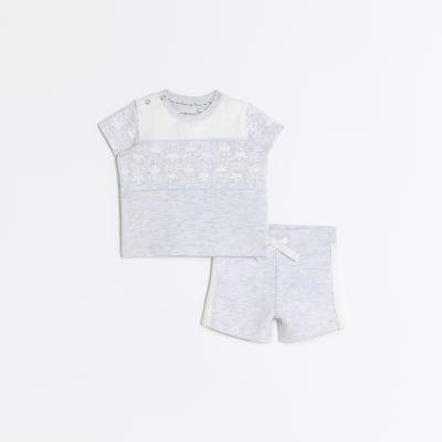 Baby boys grey t-shirt and shorts set