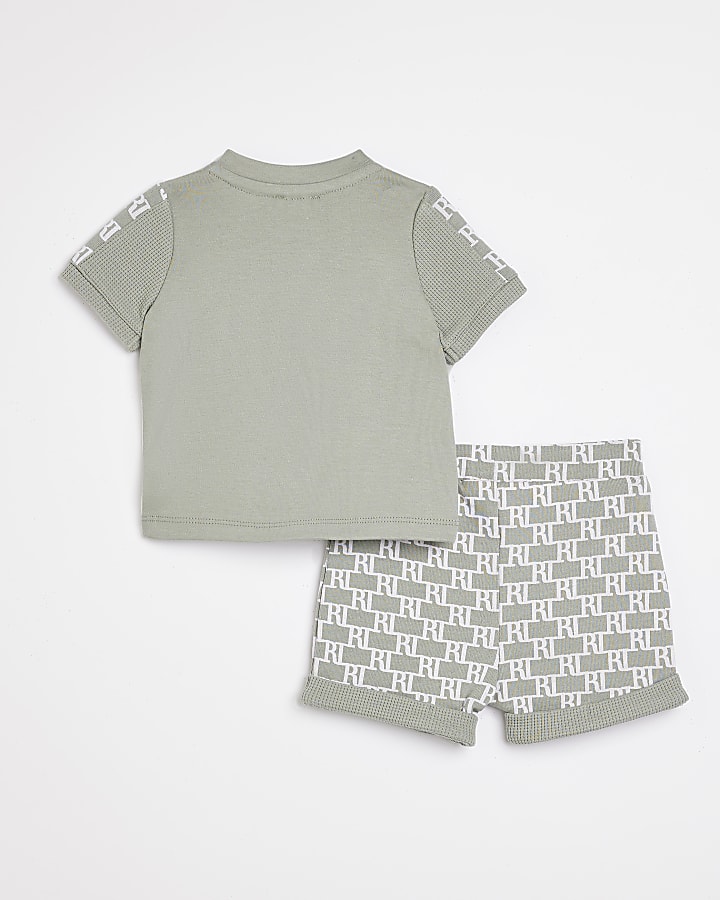 Baby boys khaki RI monogram shorts outfit