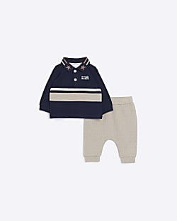 Baby Boys Navy Block Star Polo Shirt Outfit