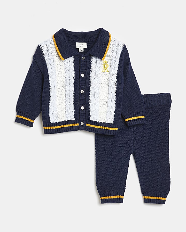 Baby boys navy cardigan and legging outfit