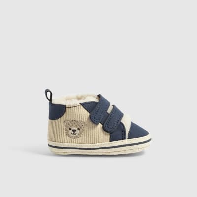 Baby Boys Navy Corduroy High Top Trainers