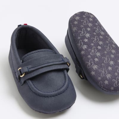 Baby boys navy snaffle loafers River Island