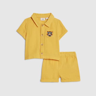 Baby Boys Orange Tiger Cheesecloth Shirt Set