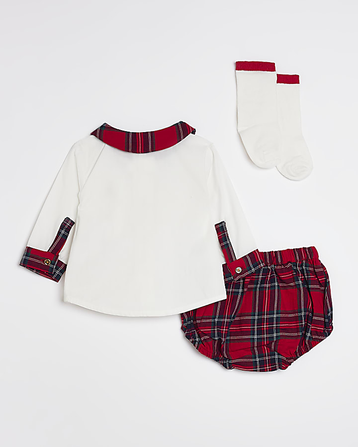 Baby Boys Red Check Shirt Outfit