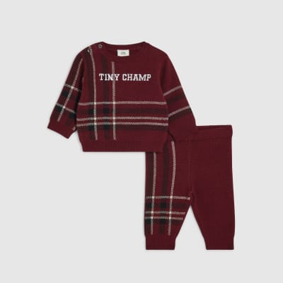 Baby Boys Red Tiny Champ Knit Jumper Set