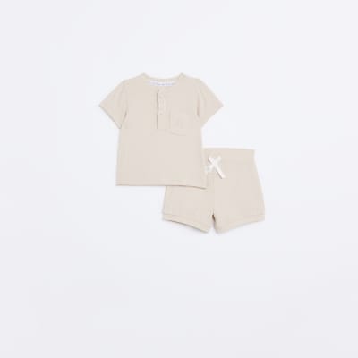 Baby Boys Stone Organic Rib T-shirt set