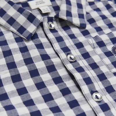 Baby boys white check shirt and bloomer set